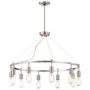 Minka Lavery Downtown Edison 32in 10-Light Chandelier | Industrial Brushed Nickel | Dining Room & Living Room | 32 x 32 x 23 in | Model 4139-84