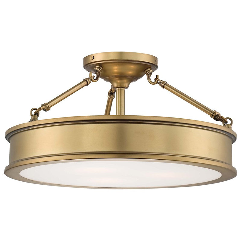 Minka Lavery Harbour Point 19in 3-Light Semi-Flush Mount | Transitional Liberty Gold Metal | Kitchen & Entryway Ceiling Light | Model 4177-249