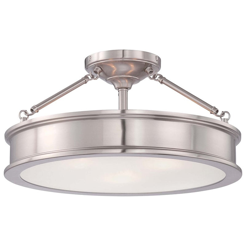 Minka Lavery Harbour Point 19in 3-Light Semi-Flush | Modern Brushed Nickel | Entryway & Hallway | 19 x 19 x 9.75 in | Model 4177-84