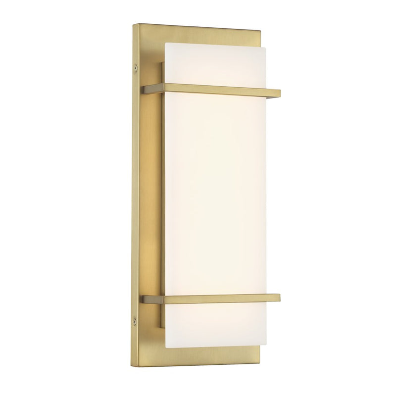 Minka Lavery Tarnos 16in 1-Light LED Wall Sconce | Modern Soft Brass Steel and Faux Alabaster | Bedroom & Hallway | 6 x 16 x 3 in | Model 431-695-L
