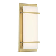Minka Lavery Tarnos 16in 1-Light LED Wall Sconce | Modern Soft Brass Steel and Faux Alabaster | Bedroom & Hallway | 6 x 16 x 3 in | Model 431-695-L