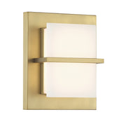Minka Lavery Tarnos 8in LED Wall Sconce | Soft Brass with Faux Alabaster White Glass | Bathroom & Hallway | 6 x 8 in | Model 432-695-L