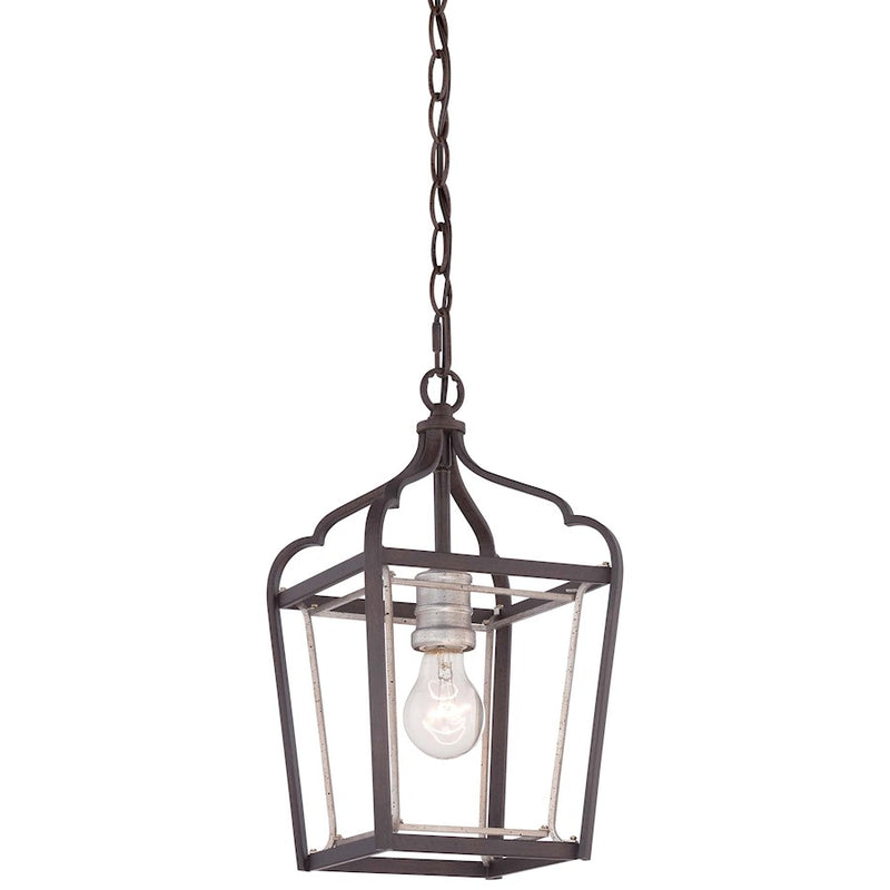 Minka Lavery Astrapia 1-Light Mini Pendant | Transitional Dark Rubbed Sienna and Aged Silver | Kitchen Island & Breakfast Nook | Model 4341-593