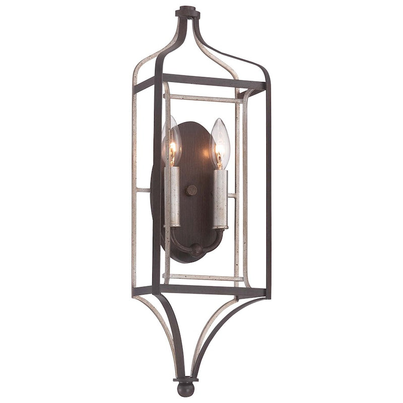 Minka Lavery Astrapia 2-Light Wall Sconce | Transitional Dark Rubbed Sienna and Aged Silver | Hallway & Bedroom Accent Light | 22 in | Model 4342-593