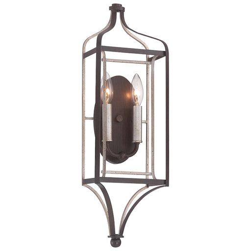 Minka Lavery Astrapia 2-Light Wall Sconce | Transitional Dark Rubbed Sienna and Aged Silver | Hallway & Bedroom Accent Light | 22 in | Model 4342-593