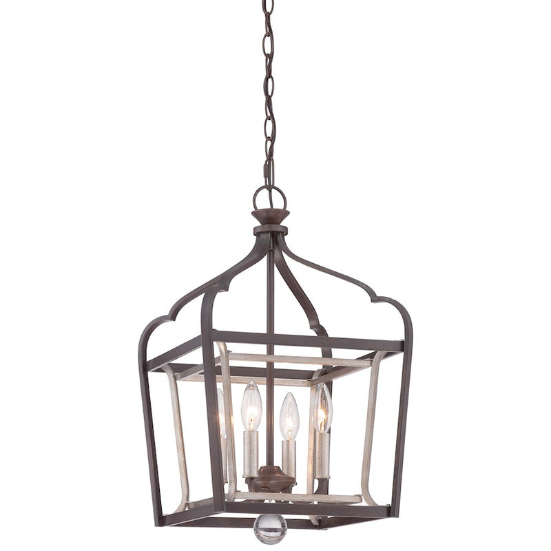 Minka Lavery Astrapia 4-Light Pendant | Transitional Dark Rubbed Sienna and Aged Silver | Dining Room & Kitchen Island | Model 4343-593