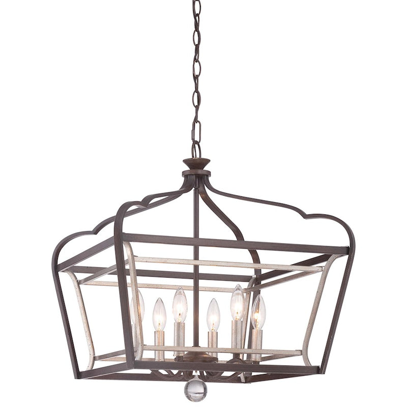 Minka Lavery Astrapia 20in 6-Light Pendant | Transitional Dark Rubbed Sienna and Aged Silver | Kitchen Island & Dining Room | Model 4348-593