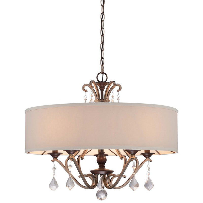 Minka Lavery Gwendolyn Place 26in 5-Light Pendant | Traditional Sienna w/Aged Silver Crystal | Kitchen Island & Dining Room | Model 4355-593