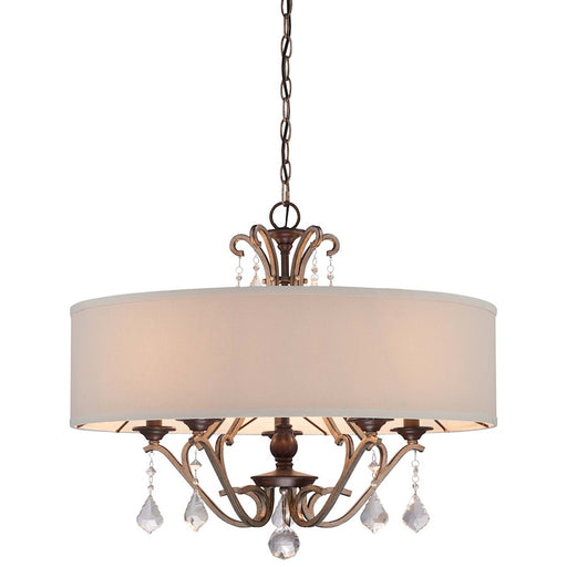 Minka Lavery Gwendolyn Place 26in 5-Light Pendant | Traditional Sienna w/Aged Silver Crystal | Kitchen Island & Dining Room | Model 4355-593