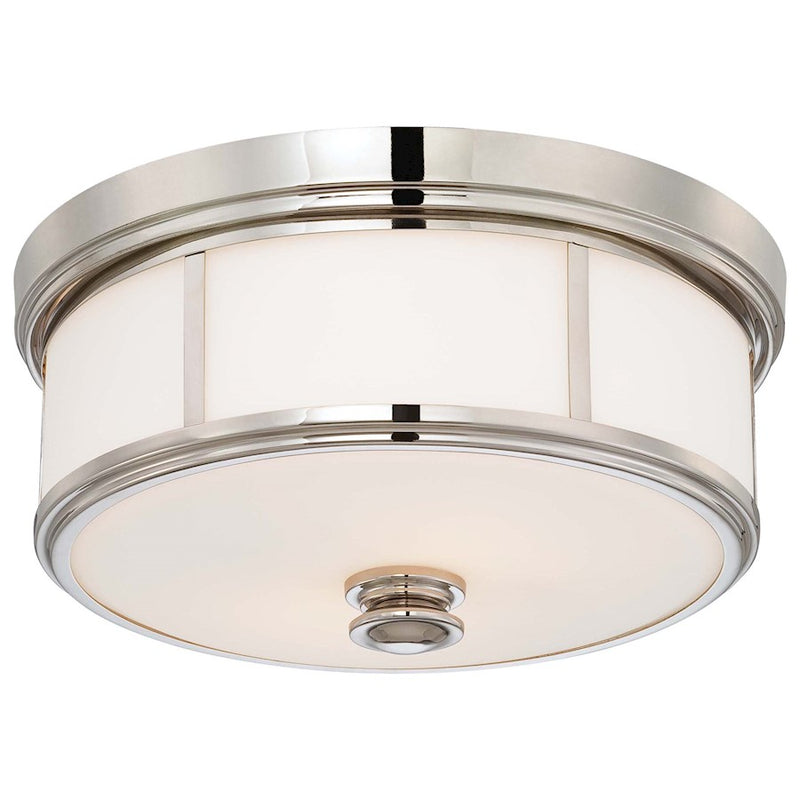 Minka Lavery 14in 2-Light Flush Mount | Traditional Polished Nickel and Clear Glass | Hallway & Bedroom Ceiling Light | Model 4365-613