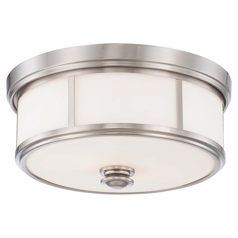 Minka Lavery Harbour Point 14in 2-Light Flush Mount | Transitional Brushed Nickel | Hallway & Bedroom Ceiling Light | 14 x 14 x 6 in | Model 4365-84