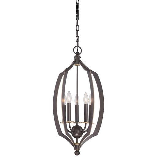 Minka Lavery Middletown 14in 5-Light Pendant | Transitional Downton Bronze and Gold | Kitchen Island & Dining Room | 14 x 14 x 27 in | Model 4372-579