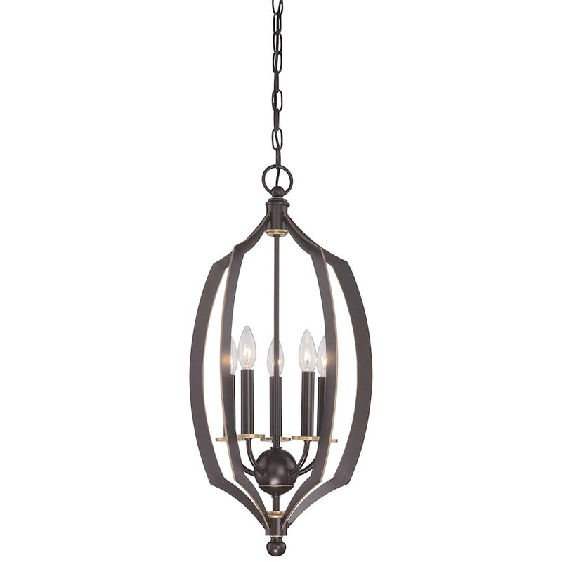 Minka Lavery Middletown 14in 5-Light Pendant | Transitional Downton Bronze and Gold | Kitchen Island & Dining Room | 14 x 14 x 27 in | Model 4372-579