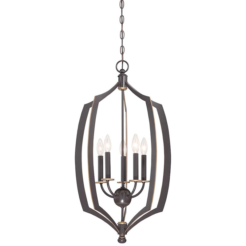 Minka Lavery Middletown 17in 5-Light Pendant | Transitional Downton Bronze and Gold Metal | Kitchen Island & Dining Room | Model 4373-579