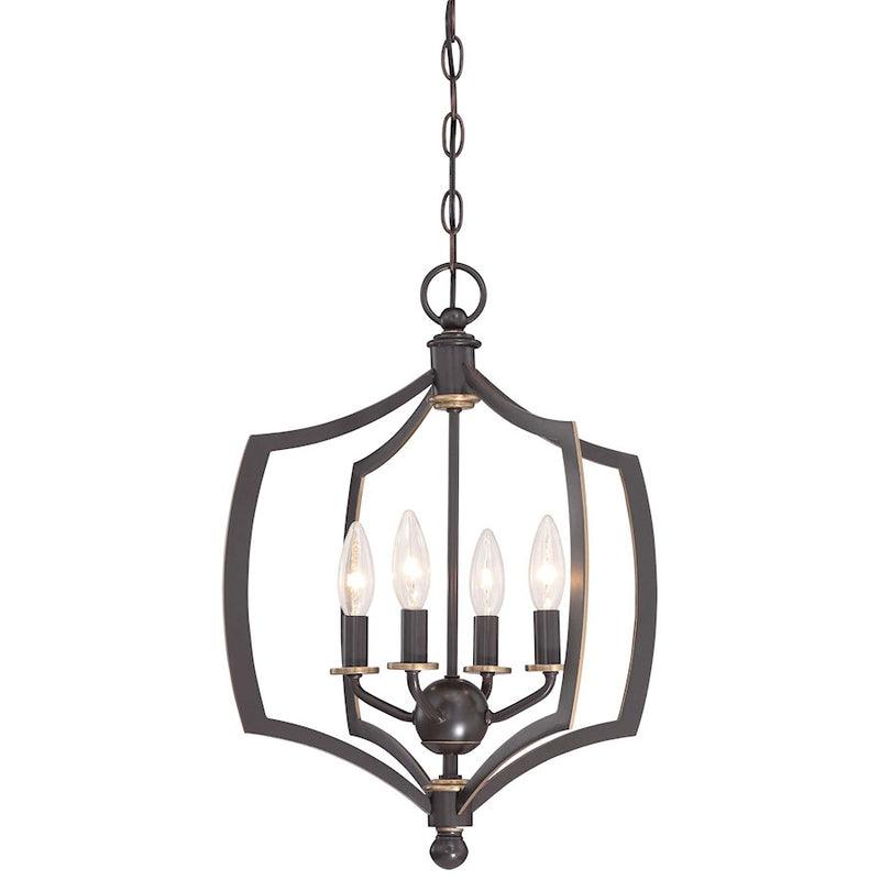 Minka Lavery Middletown 16in 4-Light Mini Chandelier | Transitional Downton Bronze with Gold | Dining Room & Living Room | Model 4374-579