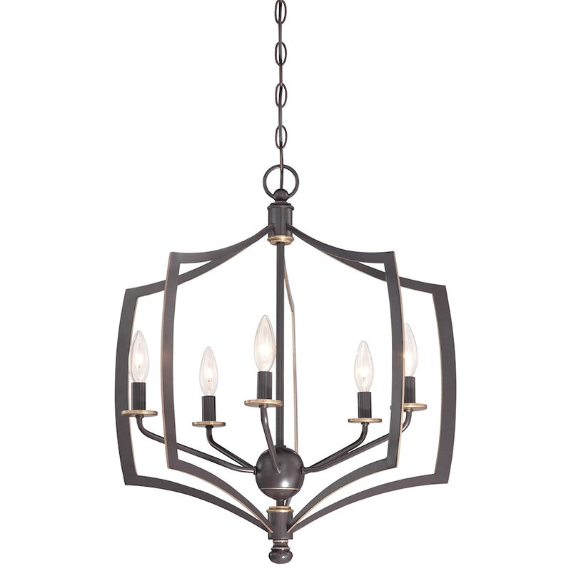 Minka Lavery Middletown 23in 5-Light Chandelier | Transitional Downton Bronze and Gold | Dining Room & Living Room | 23 x 23 x 24 in | Model 4375-579