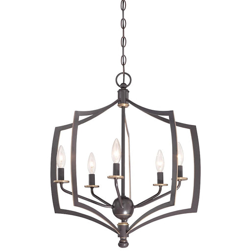 Minka Lavery Middletown 23in 5-Light Chandelier | Transitional Downton Bronze and Gold | Dining Room & Living Room | 23 x 23 x 24 in | Model 4375-579