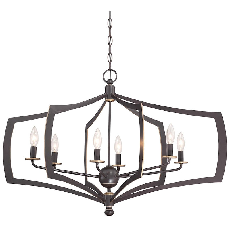 Minka Lavery Middletown 34in 6-Light Chandelier | Transitional Downton Bronze | Dining Room & Living Room | 26 x 34 x 21 in | Model 4376-579