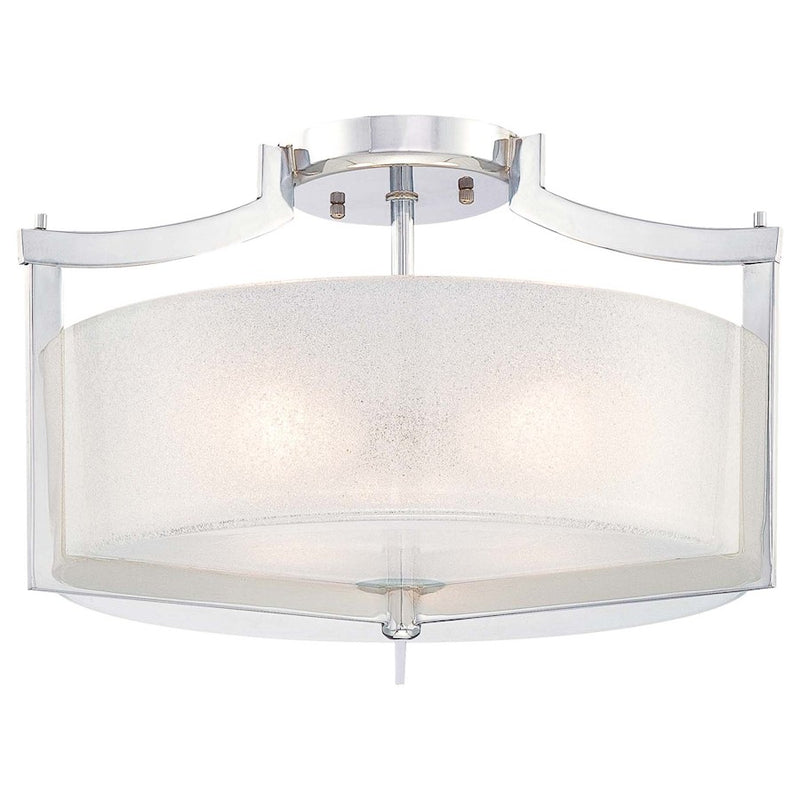 Minka Lavery Clarte 17in 3-Light Semi-Flush | Contemporary Chrome Steel | Entryway & Hallway Ceiling Light | 17 x 17 x 9.75 in | Model 4397-77