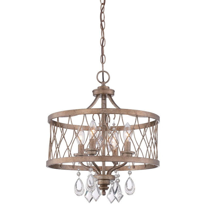Minka Lavery West Liberty 16in 4-Light Flush Mount | Traditional Olympus Gold Steel Crystal | Entryway & Dining Room | Model 4403-581