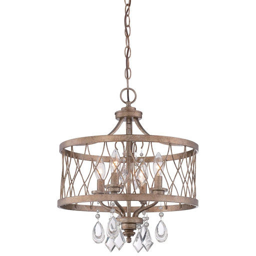 Minka Lavery West Liberty 16in 4-Light Flush Mount | Traditional Olympus Gold Steel Crystal | Entryway & Dining Room | Model 4403-581