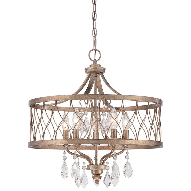 Minka Lavery West Liberty 20in 5-Light Chandelier | Traditional Olympus Gold and Crystal | Dining Room & Living Room | Model 4404-581