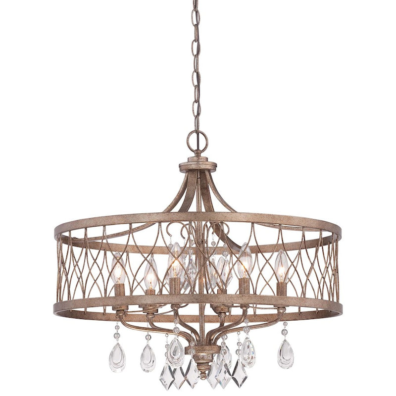 Minka Lavery West Liberty 24in 6-Light Chandelier | Traditional Olympus Gold and Crystal | Dining Room & Living Room | Model 4406-581