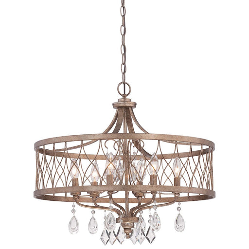 Minka Lavery West Liberty 24in 6-Light Chandelier | Traditional Olympus Gold and Crystal | Dining Room & Living Room | Model 4406-581