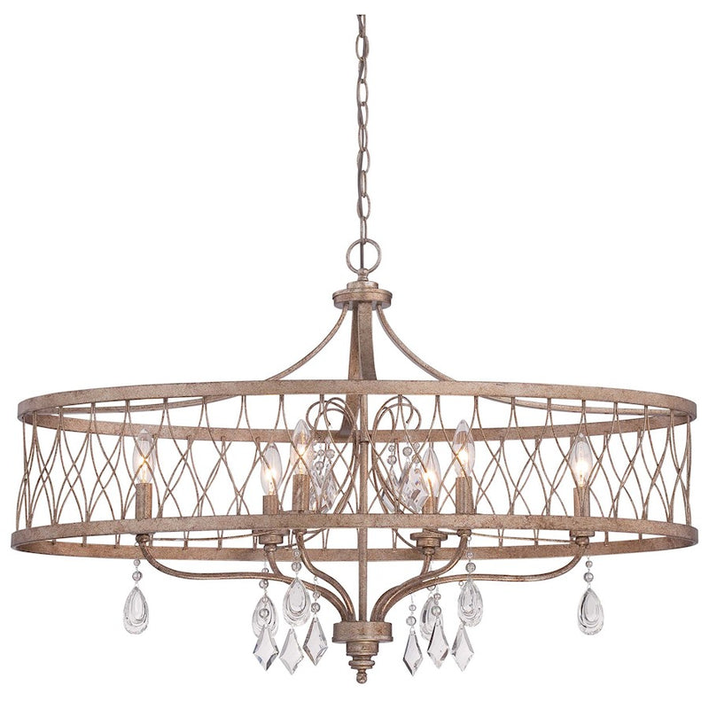 Minka Lavery West Liberty 36in 6-Light Island Light | Traditional Olympus Gold and Crystal | Kitchen Island & Dining Room | Model 4407-581
