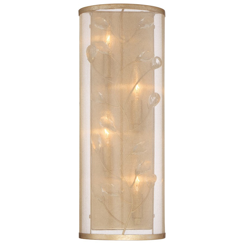 Minka Lavery Sara's Jewel 4-Light Wall Sconce | Transitional Nanti Champagne Silver and Crystal Shade | Bedroom & Hallway Accent | Model 4433-252