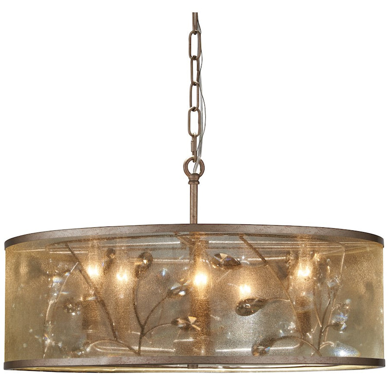 Minka Lavery Sara's Jewel 5-Light Pendant | Transitional Nanti Champagne Silver and Crystal Shade | Kitchen Island & Dining Room | Model 4435-252