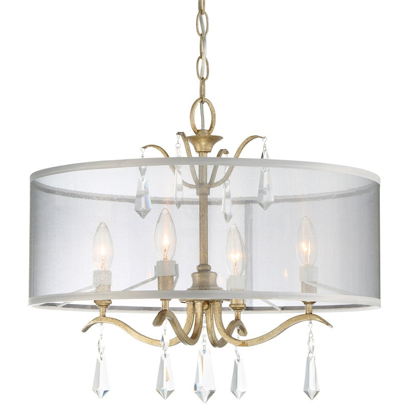 Minka Lavery Laurel Estate 20in 4-Light Semi Flush Mount | Traditional Brio Gold and Crystal | Entryway & Dining Room | Model 4443-582