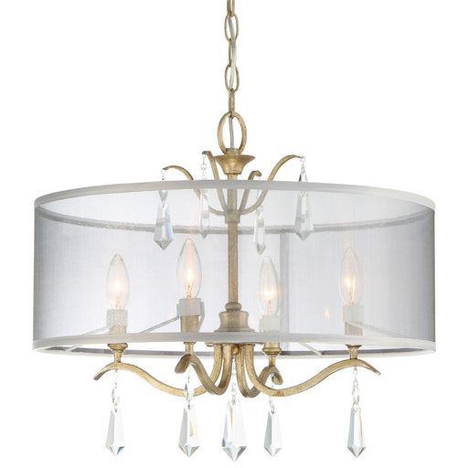 Minka Lavery Laurel Estate 20in 4-Light Semi Flush Mount | Traditional Brio Gold and Crystal | Entryway & Dining Room | Model 4443-582