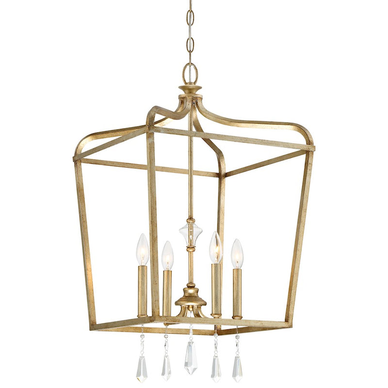 Minka Lavery Laurel Estate 4-Light Pendant | Traditional Brio Gold and Open Crystal | Kitchen Island & Dining Room | 17 x 17 x 30 in | Model 4448-582