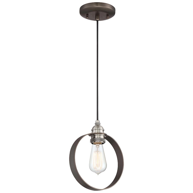 Minka Lavery Uptown Edison 8in 1-Light Mini Pendant | Industrial Bronze with Pewter | Kitchen Island & Breakfast Nook | 8 x 9 in | Model 4451-784