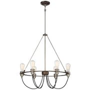Minka Lavery Uptown Edison 25in 6-Light Pendant | Transitional Harvard Court Bronze and Pewter Metal | Kitchen Island & Dining Room | Model 4456-784