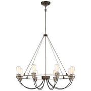 Minka Lavery Uptown Edison 30in 8-Light Chandelier | Transitional Harvard Court Bronze and Pewter Metal | Dining Room & Living Room | Model 4458-784