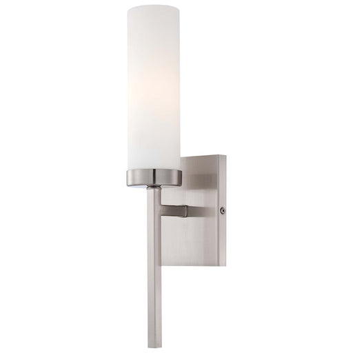 Minka Laver 1-Light Wall Sconce | Contemporary Brushed Nickel | Hallway & Bedroom Accent Light | 4 x 4 x 15 in | Model 4460-84