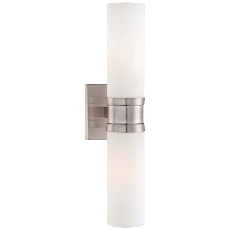 Minka Lavery 2-Light Wall Sconce | Transitional Brushed Nickel | Hallway & Living Room Accent | 4 x 6 x 18 in | Model 4462-84