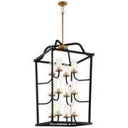 Minka Lavery Posh Horizon 24in Large Pendant | French Country Sand Black with Gold Leaf and Clear Ribbed Glass | Dining Room & | Model 4519-100