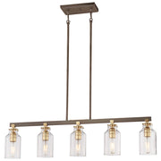 Minka Lavery Morrow 38in Island Light | Industrial Harvard Court Bronze and Gold Highlights | Kitchen Island & Breakfast Bar | Model 4556-588