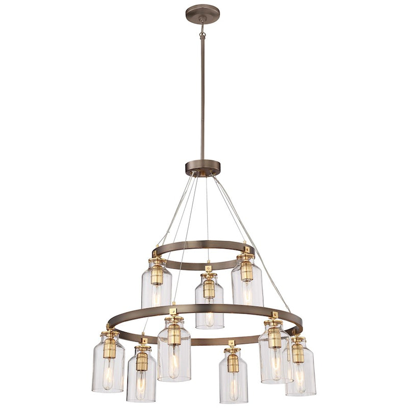 Minka Lavery Morrow 29in 6-Light Chandelier | Transitional Industrial Harvard Court Bronze/Gold | Dining Room & Living Room | Model 4559-588