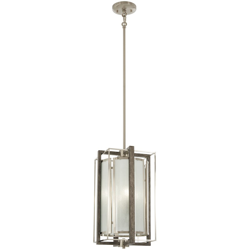 Minka Lavery Tyson's Gate 10in 4-Light Pendant | Brushed Nickel and Shale Wood | Kitchen Island & Dining Room | 10 x 10 x 18 in | Model 4562-098