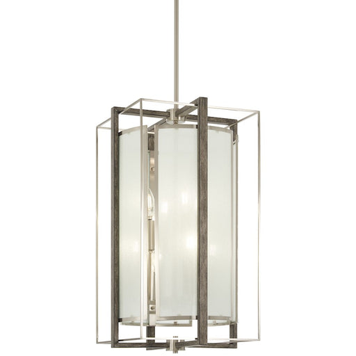 Minka Lavery Tyson's Gate 14in 8-Light Pendant | Modern Brushed Nickel and Shale Wood | Kitchen Island & Dining Room | Model 4568-098