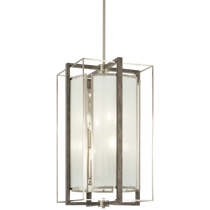 Minka Lavery Tyson's Gate 14in 8-Light Pendant | Modern Brushed Nickel and Shale Wood | Kitchen Island & Dining Room | Model 4568-098