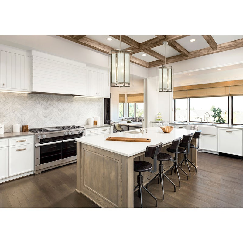 Minka Lavery Tyson's Gate 14in 8-Light Pendant | Modern Brushed Nickel and Shale Wood | Kitchen Island & Dining Room | Model 4568-098