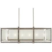 Minka Lavery Tyson's Gate 42in 6-Light Island Light | Brushed Nickel Steel and Shale Wood Glass | Kitchen Island & Dining Room | Model 4569-098