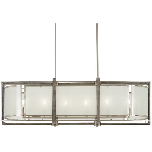 Minka Lavery Tyson's Gate 42in 6-Light Island Light | Brushed Nickel Steel and Shale Wood Glass | Kitchen Island & Dining Room | Model 4569-098