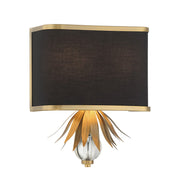 Minka Lavery Caprio 2-Light Wall Sconce | Modern Natural Brushed Brass Steel and Black/White Fabric Shade | Living Room & Bedroom | Model 4582-672
