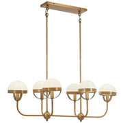 Minka Lavery Tannehill 38in 6-Light Island Light | Industrial Aged Brass Steel and Clear Glass | Kitchen Island & Dining Room | Model 4596-575